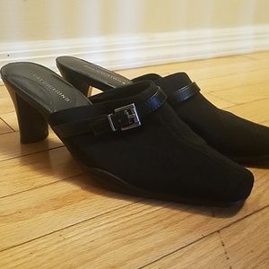 Retro black slide-on heels